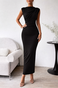 Ruched Sleeveless Maxi Dress