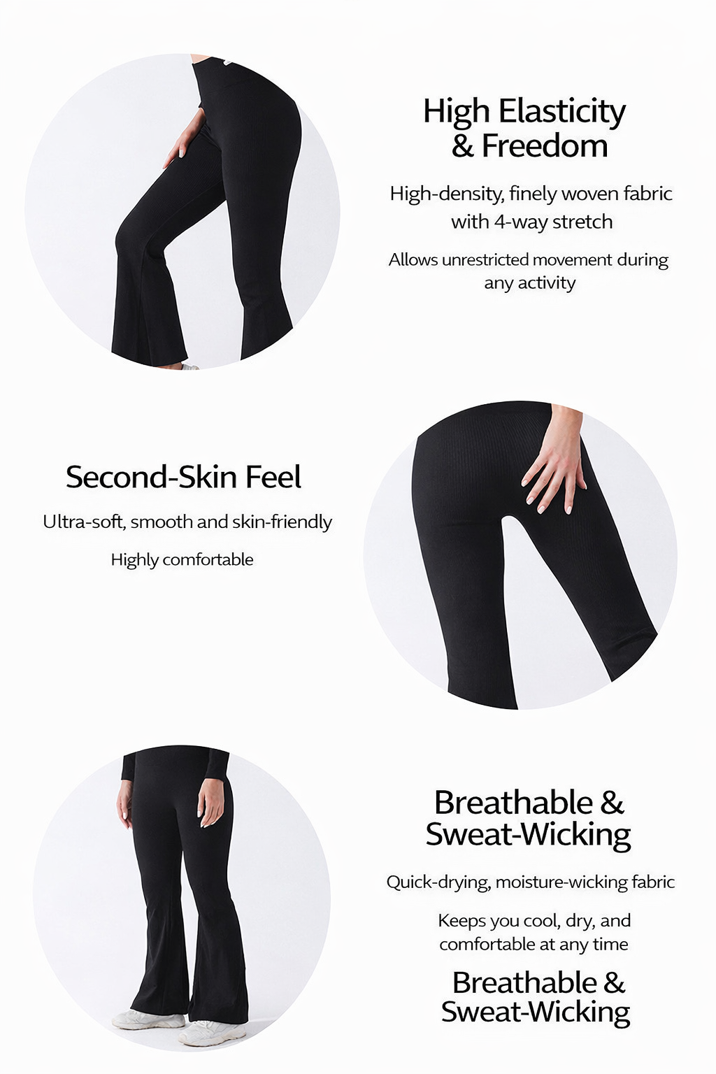 Textured Wide-Leg Sports Pants